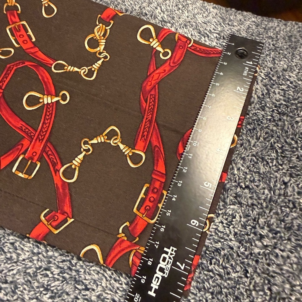 Zara chocolate brown, gold , and Red Patterned Cropped Pants A309 measure in pic - Picture 5 of 11